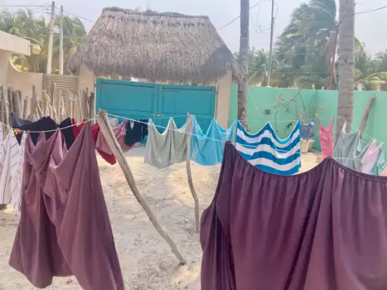 Laundry drying in the sun